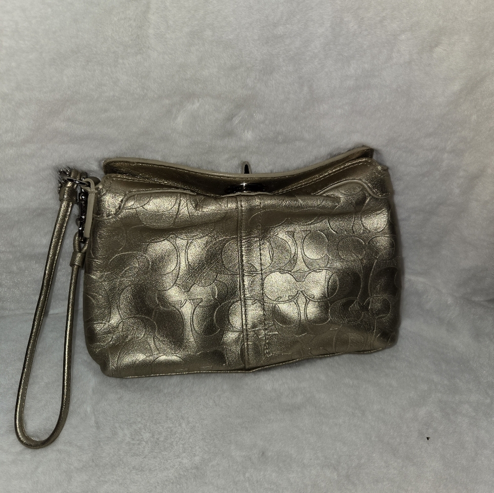 Coach Gold Clutch Wristlet with Distressed Finish